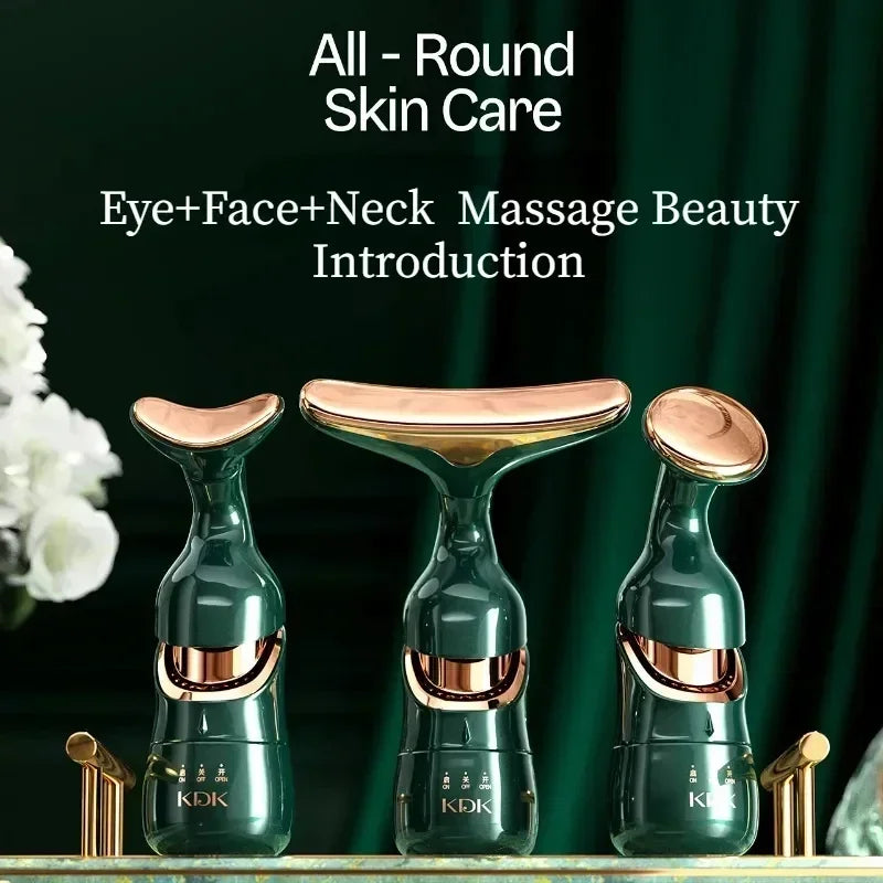 3 In 1 Facial Lifting Device Neck Facial Eye Massage Face Slimmer Ems Beauty Skin Tightening Wrinkle Anti Aging Face Massager
